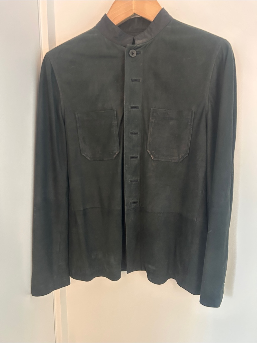 John Varvatos Men's navy Suede Stand-Collar Jacket